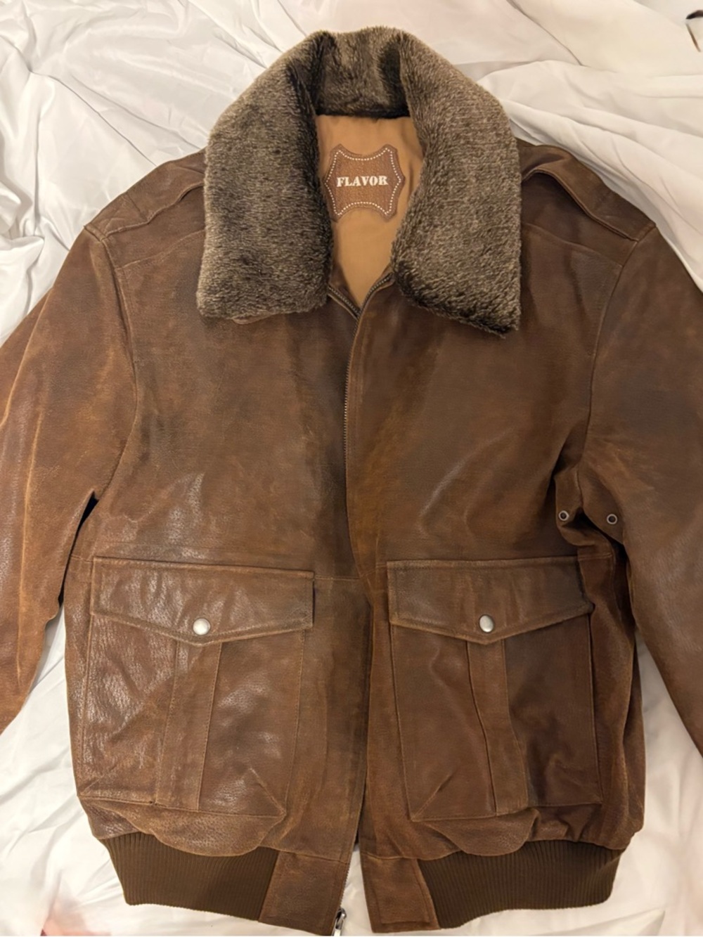 Men's Brown Suede Bomber Jacket - Picture 8 of 8